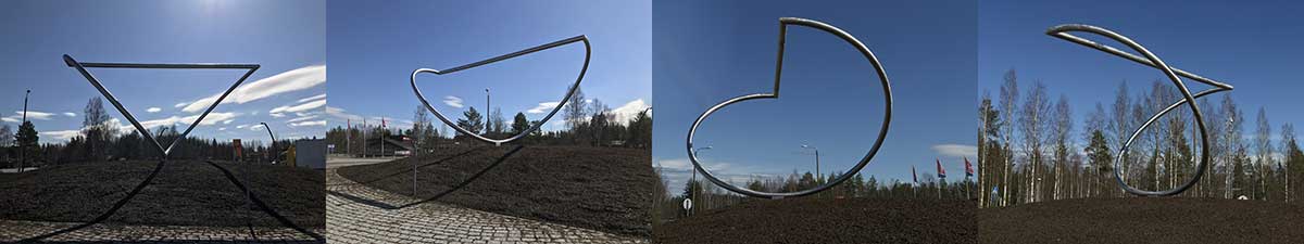 The Kangasniemi sculpture derives from a geometric transformation visualized here in sequence through a simple image.