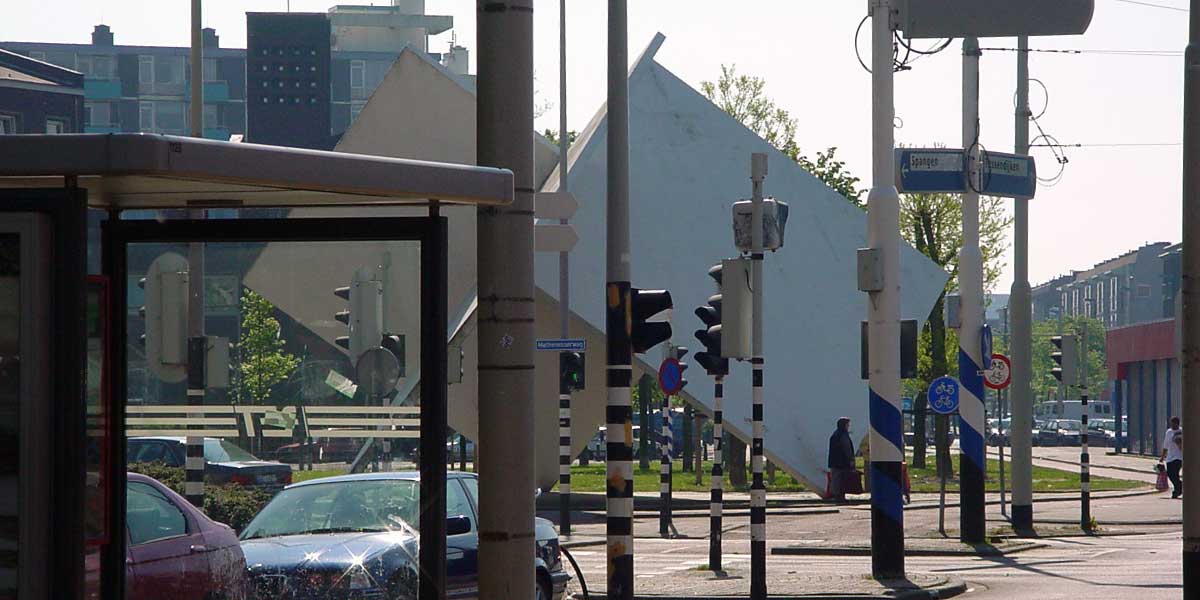 Finding space for the sculpture required locating a precise triangular zone within this unseen maze and the visual one on top of that.